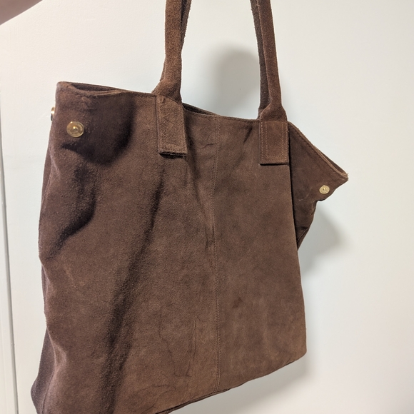 Le Chateau Chocolate Brown Suede Tote - Picture 3 of 4